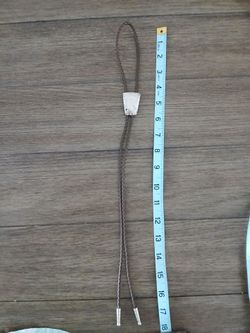 Mens Bolo Tie with Silver Slide