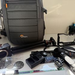 Sony A7c with backpack and other gear