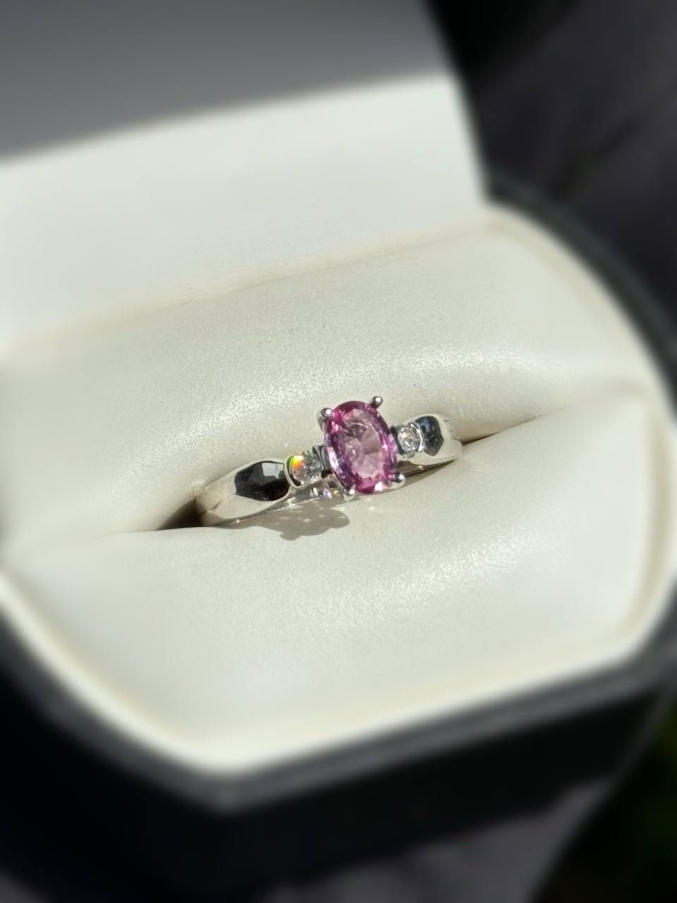 Jewelry 14k solid white gold fluorite diamonds 0.60CTW ring sz 7.00