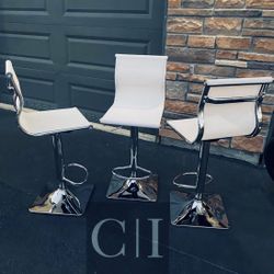 New 3 White Bar Stools 