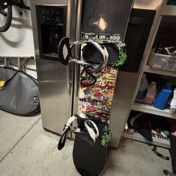 Snowboard, Bindings, Helmet, Board Bag