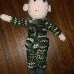 Crocheted Military Figure Character female