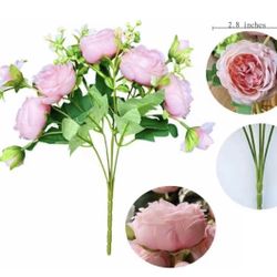 Artificial Persian Rose Peony Hibiscus Silk Floral Bouquets (3 sets)
