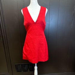 RIHOAS Red V-Neck Mini Dress Size S