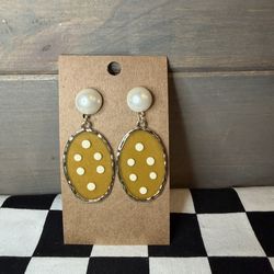 Yellow Polka Dot Dangle Earrings