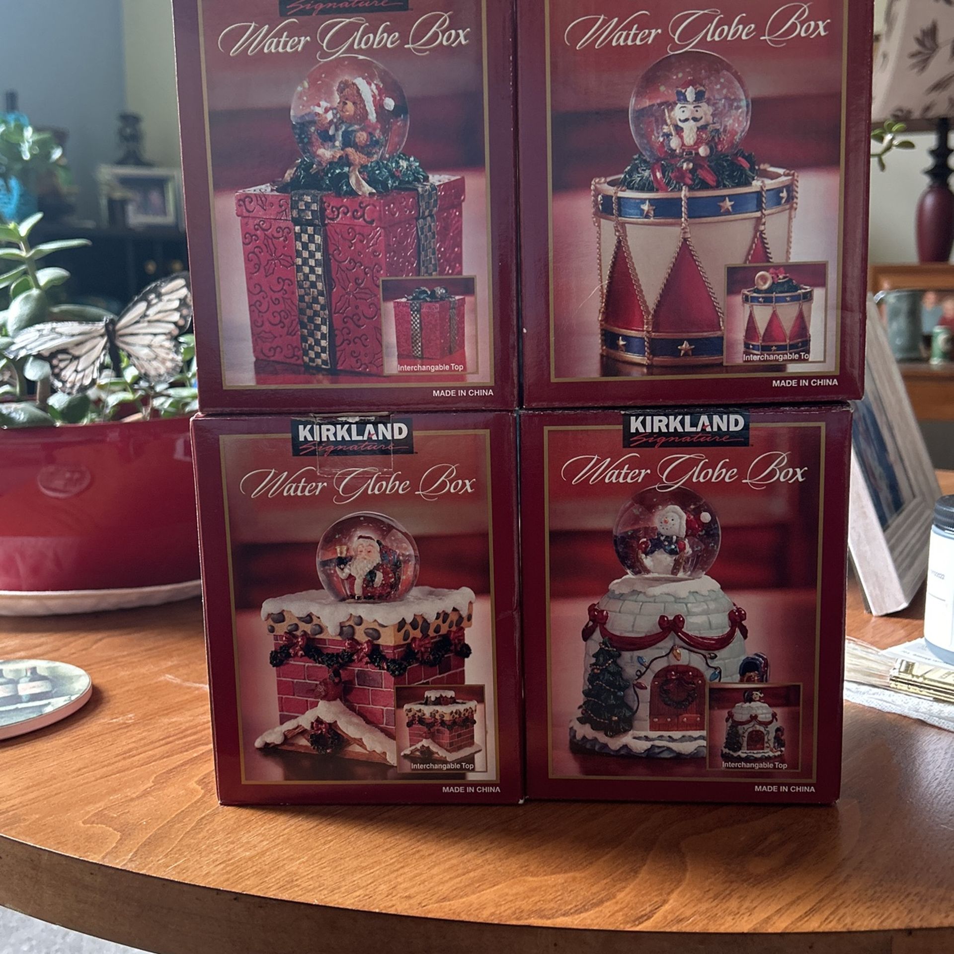 Four Christmas Water Globes