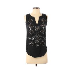 LUCKY BRAND Womens Black Sleeveless Tunic Collar Boho Sequin Top - New! NWT - XS 
