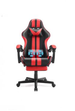 Gaming Chairs Red with Footrest,Ergonomic Racing Style PC Game Computer Chair with Headrest Lumbar Support Adjustable Recliner PU Leather Video Comput
