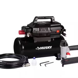 Husky 4 Gal. 175 PSI Electric Oil-Free High Performance Air Compressor with 25 ft. Air Hose and 2-i