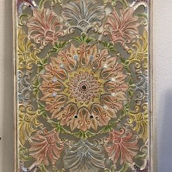 Hand-Carved Wooden Wall Art – 49”x25” Ornate Accent Panel