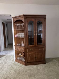 Wood China Cabinet with Glass Doors