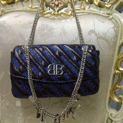Navy Blue Bag With Long Chain 