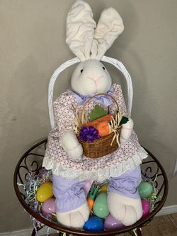 Easter basket with bunny and white basket