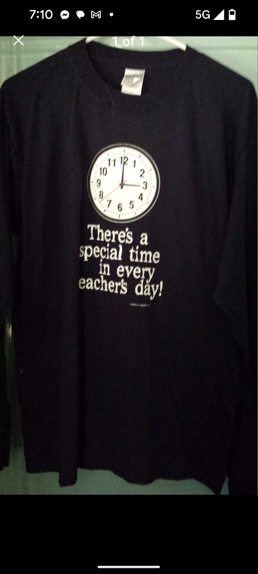 Womens Dark Blue Long Sleeve Large Long Sleeve for A Teacher, Bust 41", By Gildan, T Shirt Material. East or West