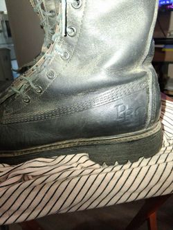 Blak Leather Lace-Up Work Boot