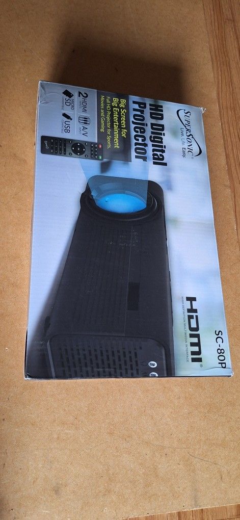 Supersonic HD Digital Projector, 1080p Resolution, 2000 Lumina LED Lamp, True Colors