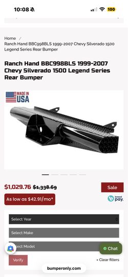 Chevy Rear Rancher Bumper Heavy Duty