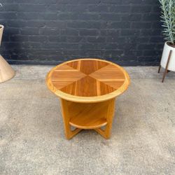 Mid-Century Modern Walnut & Oak Round Tier Side Table by Lane, c.1950’s - Delivery Available