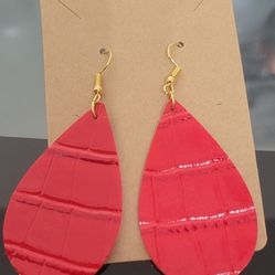 Handmade Double Sided Red Teardrop Earrings 