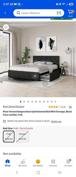 River dean designs black faux leather bedframe with storage