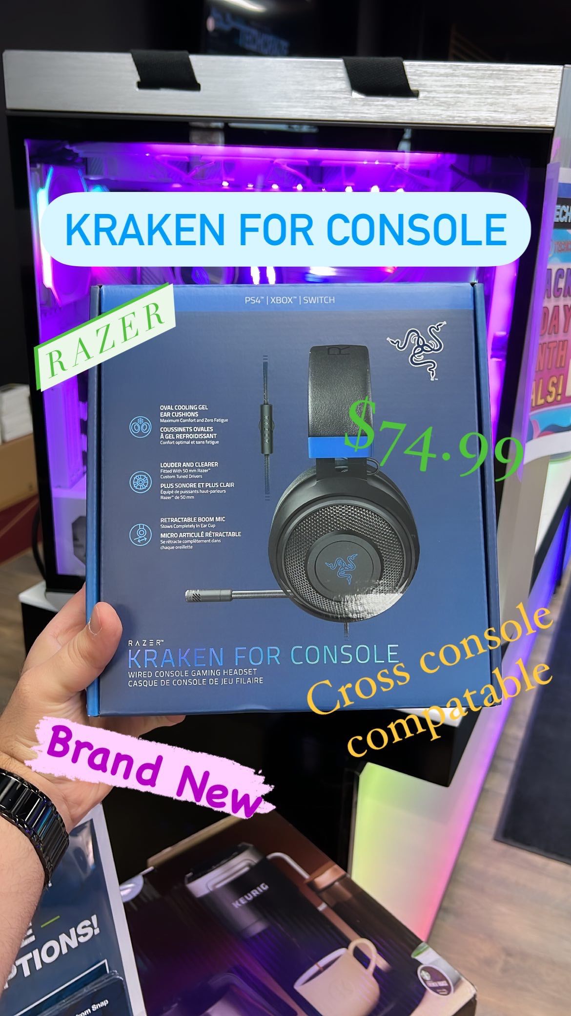 Razer Kraken For Console Wired Gaming Headset **BRAND NEW** -works most Consoles-