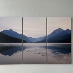 Original Triptych Canvas Print - Mountains/lake