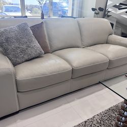 90 inch Beige leather couch