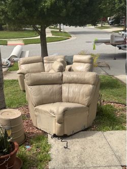 Tan leather sectional