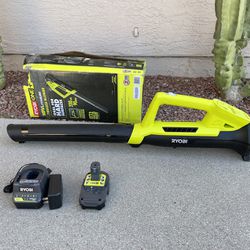 RYOBI ONE+ 18V 90 MPH 200 CFM Cordless Battery Leaf Blower With Battery And Charger 