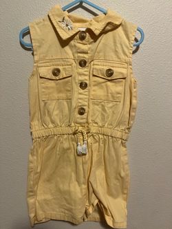 Girls Yellow Button-Front Romper
