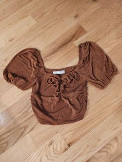 Puff Sleeve Front Tie Top