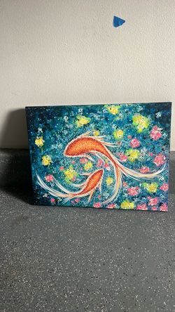 Koi Fish Acrylic Painting on Canvas