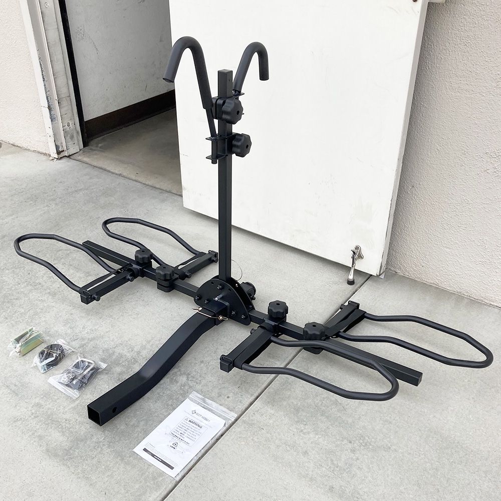 $115 (New) Heavy Duty 2-Bike Rack, Wobble Free Tilting Electric Bicycle Carrier 160lbs Capacity, 2” Hitch