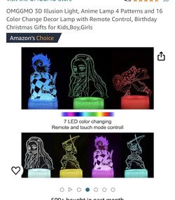 3D night stand light ANIME characters
