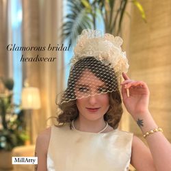 Isabella /organza Cabbage Rose Headpiece /Bridal