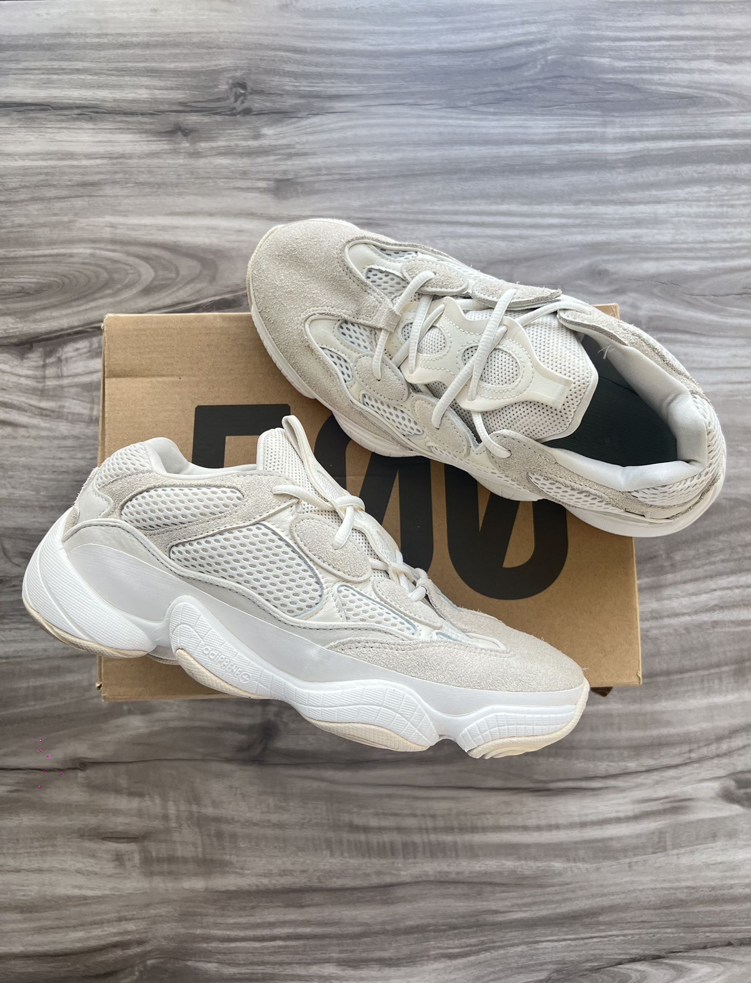 Size 9 Mens/ 10.5 Womens - Adidas Yeezy 500 Bone White