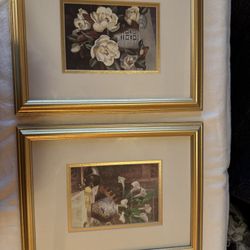 Framed Floral Prints , Two Pictures