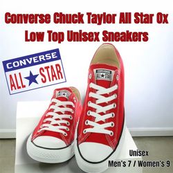Converse Chuck Taylor All Star Ox Low Top Unisex Sneakers (Red) Men’s 7 / Women’s 9 