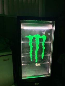 Monster Energy Drink Fridge Large Glowing Green Light