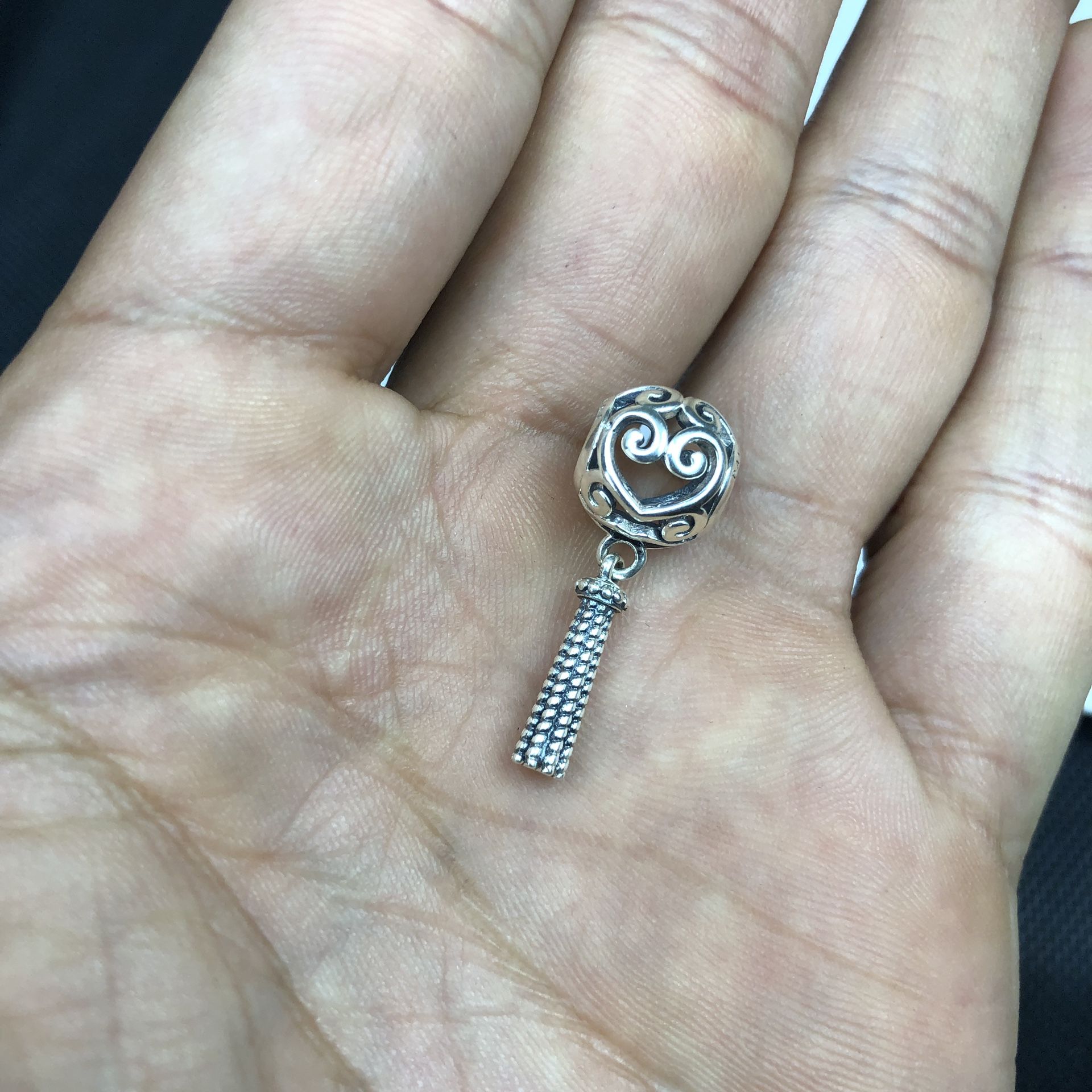 Pandora enchanted heart tassel dangle charm