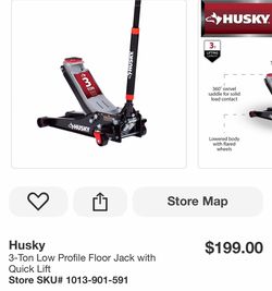 Husky 3-Ton Low Profile Floor Jack with Quick Lift Store SKU# 1013-901-591