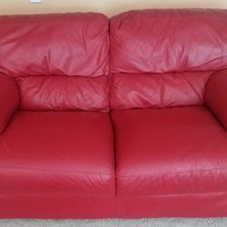 Red Leather Sofa Set - 3pc $400 Obo