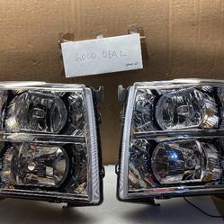 #OH165 FIT 2007-2013 Chevrolet Silverado 1500/2500/3500 Chevy Chrome Halogen Headlight Head Lights Pair Set