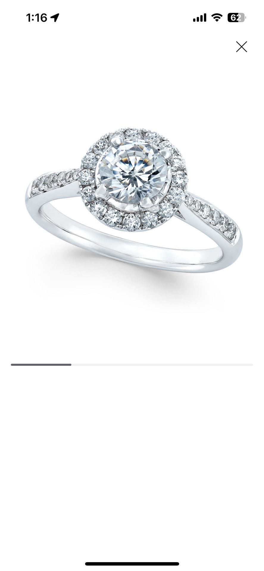 Stunning 14k White Gold Halo Diamond Engagement Ring – 7/8 Carat!