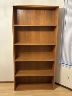 Vintage Mid-Century Danish Modern Style Oak 5-Shelf Bookcase – Exceptional Condition
