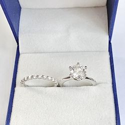 NEW! 2.5CT Round Brilliant Solitaire, Genuine Moissanite Gemstone Engagement Ring & Moissanite Wedding Band, Please See Full Details 🌹