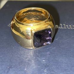 Gold Plated Ring With Purple Stone 