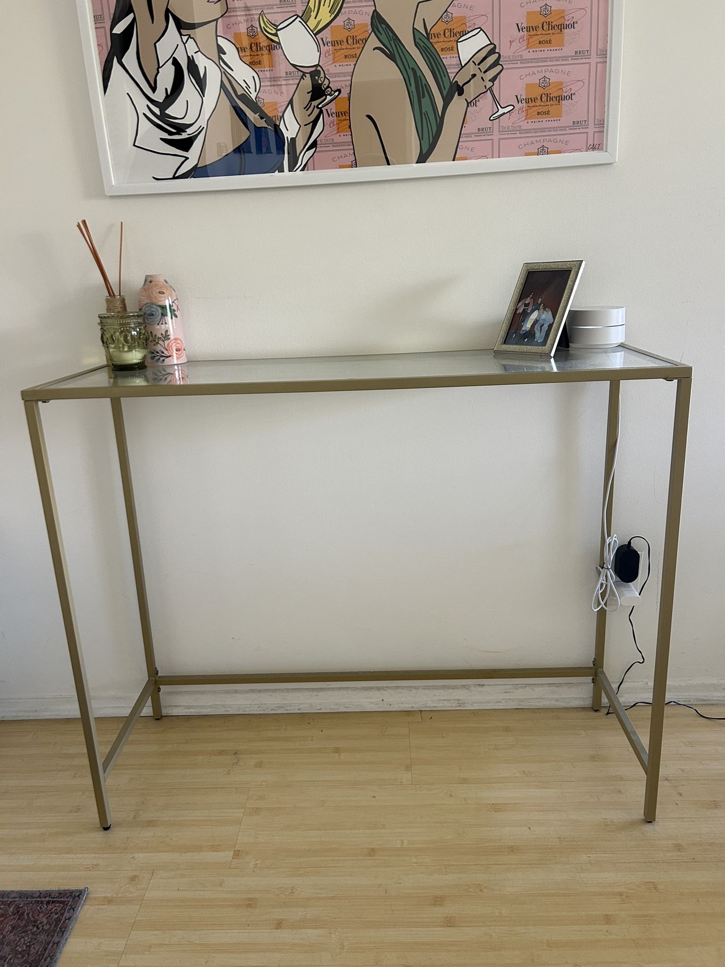 Glass And Gold Entryway Table