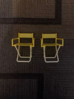 Barbie yellow and white director chairs
