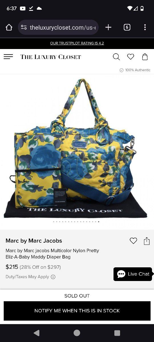 Marc By Marc Jacobs Eliz-A-Baby  Nylon Floral Diaper Bag